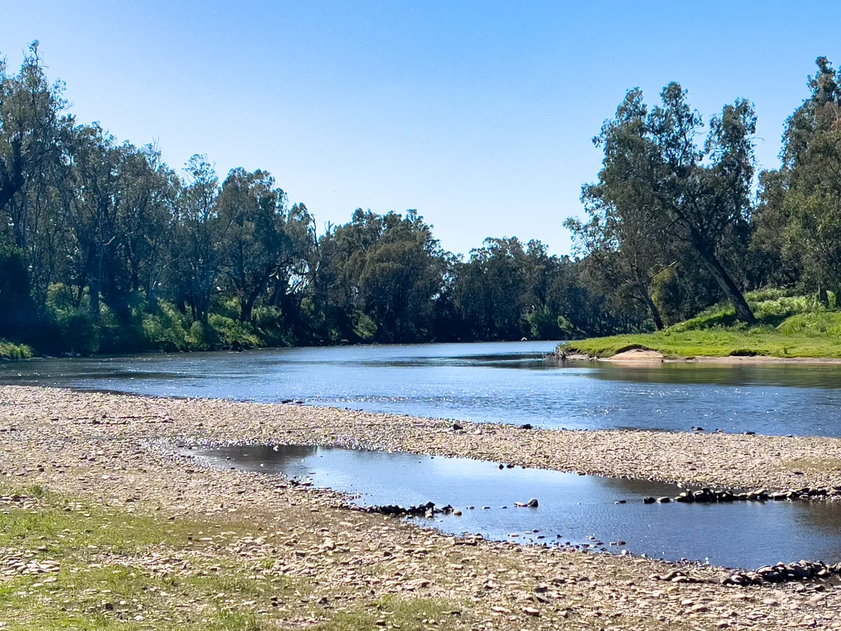 The wide expanse of the Macquarie River, flowing peacefully through the heart of the New South Wales landscape.