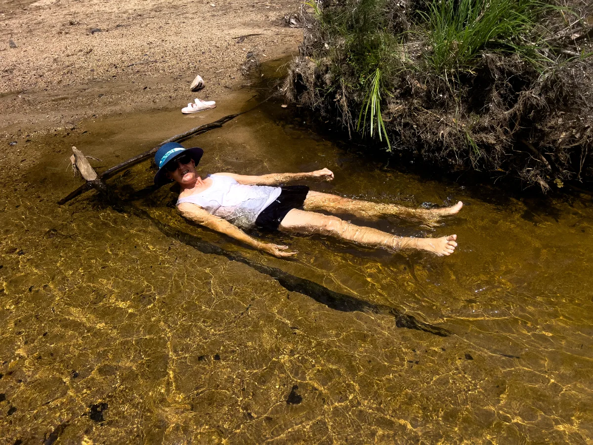 Cooling off in the refreshing waters of a creek in Glen Davis.
