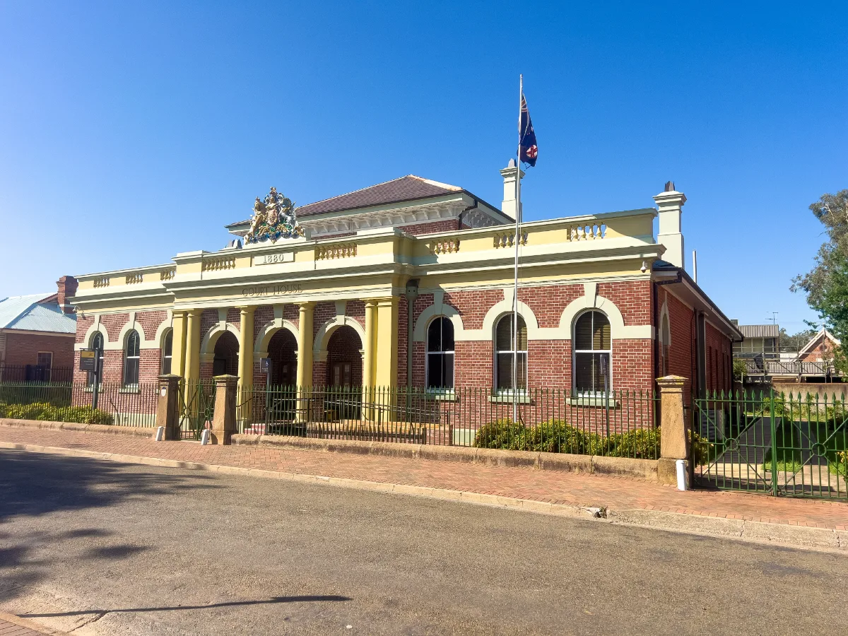 The Forbes Court House, built in 1880, an imposing structure that now serves as an historical site.