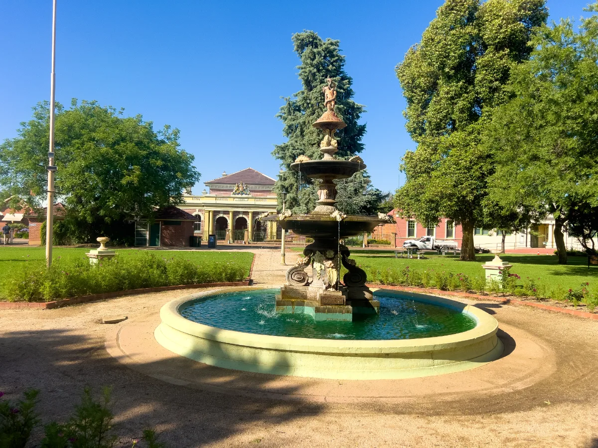 The fountain in Victoria Park, a tranquil oasis in the heart of Forbes.