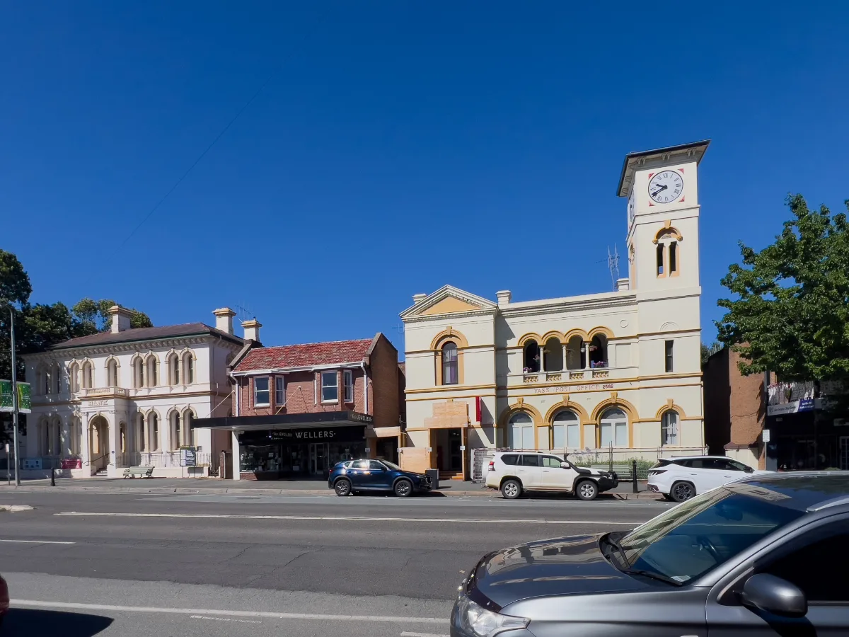 The grand old Post Office, complete with a working clock tower, stands as a landmark of Yass.