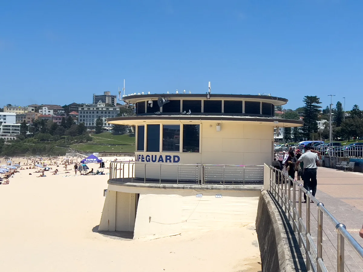 The iconic lifeguard tower, standing watch over Bondi's swimmers.