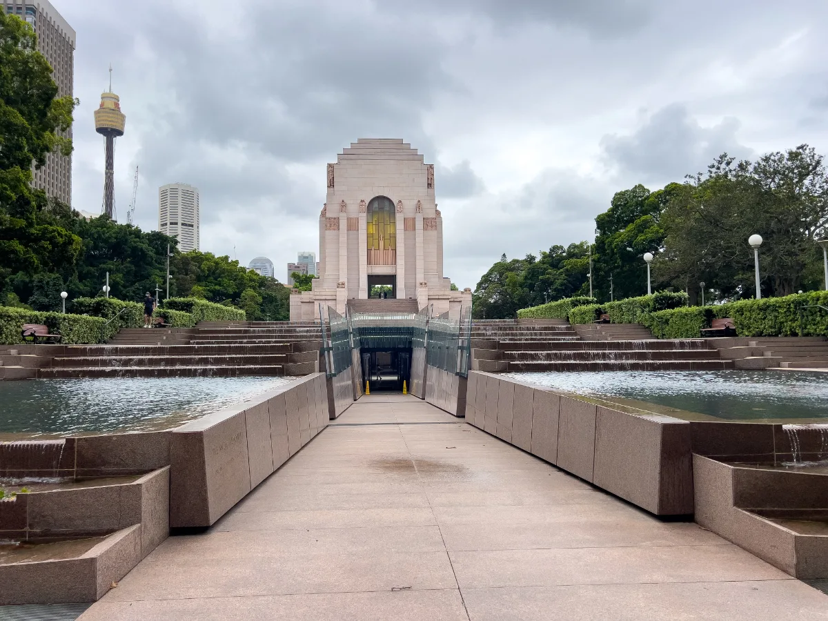 The ANZAC Memorial in Sydney, with its striking architecture and cascading water features, provides a space for quiet reflection.