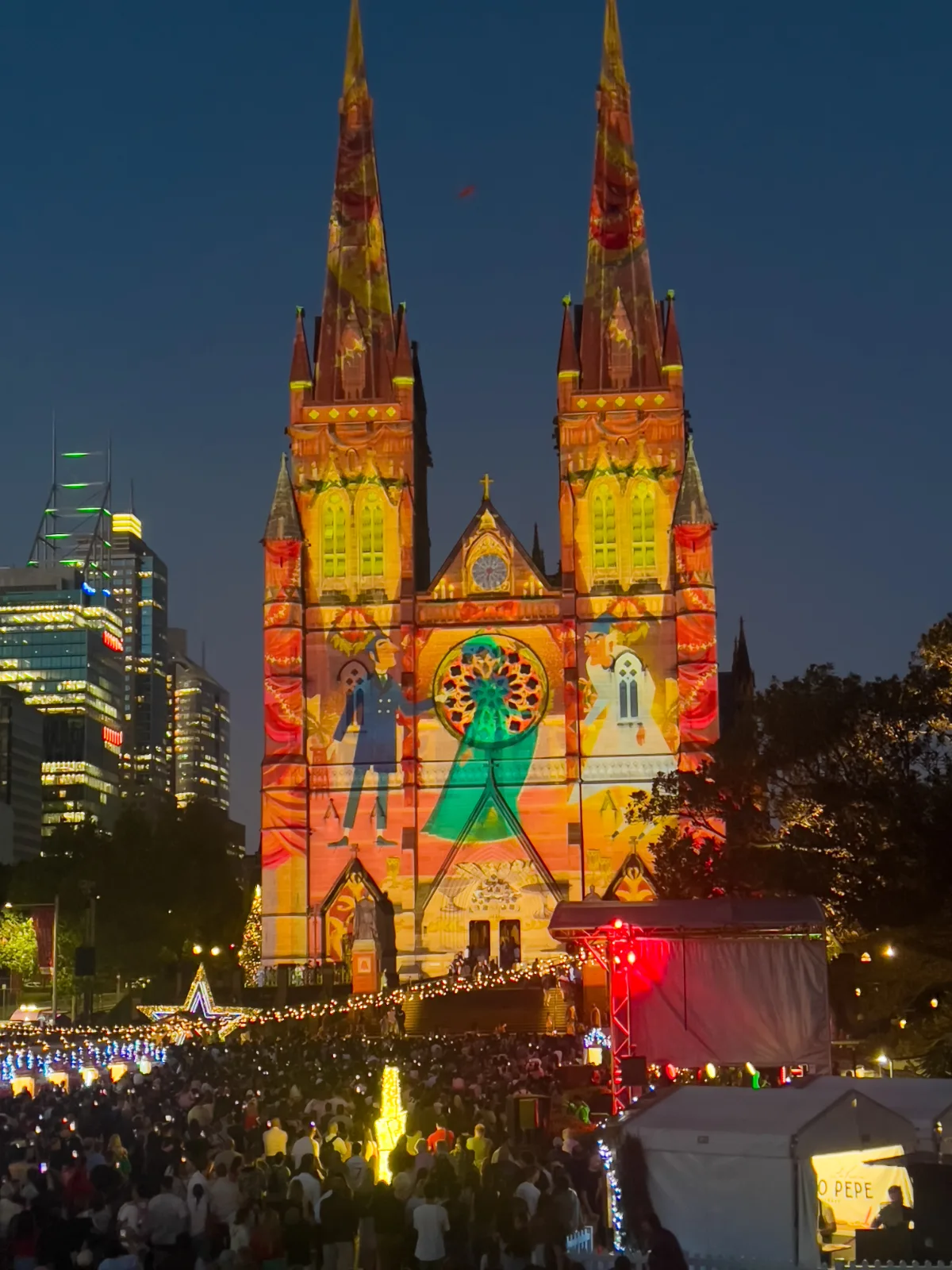 The Cathedral comes alive at night with a spectacular display of Christmas-themed projections.