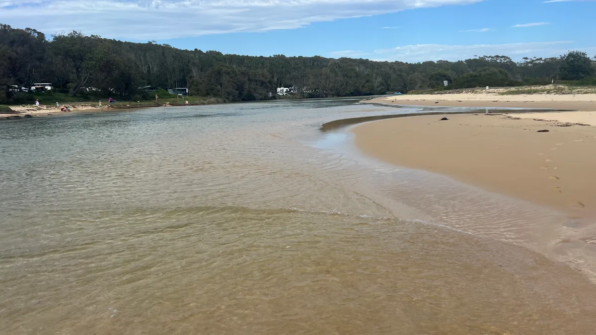 The river makes its way to the ocean at Congo, New South Wales