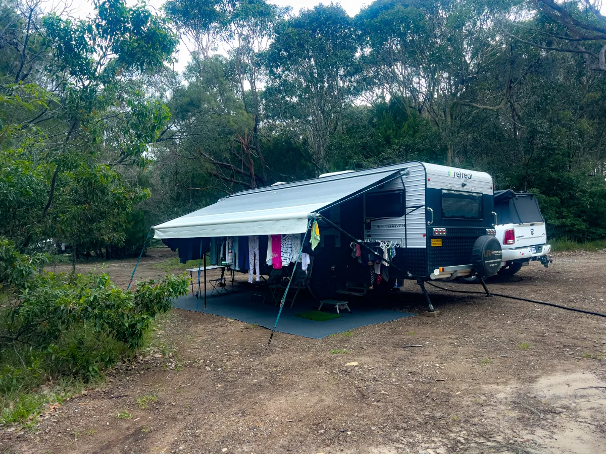Home away from home: our caravan set up in Corunna.