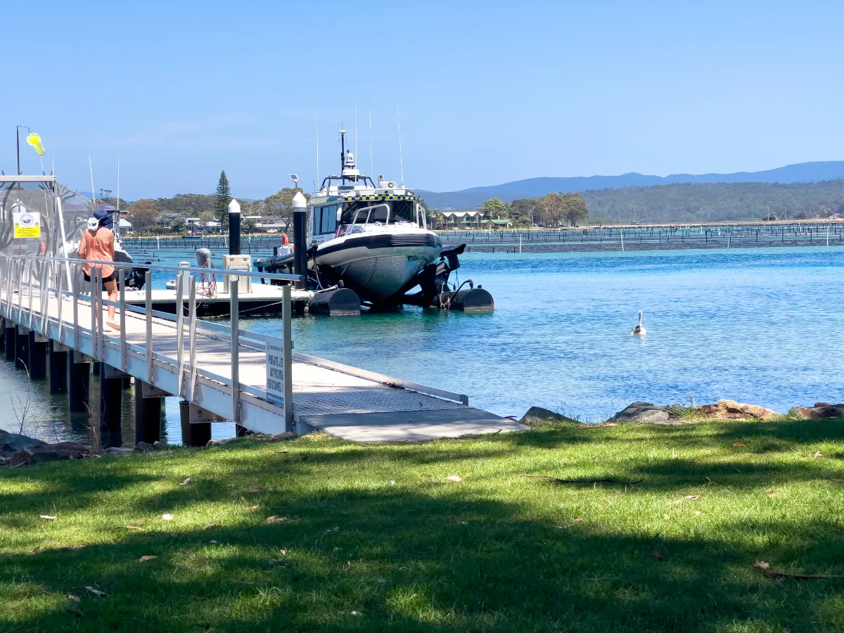 A commercial vessel sits ready for action on the Merimbula waterfront.