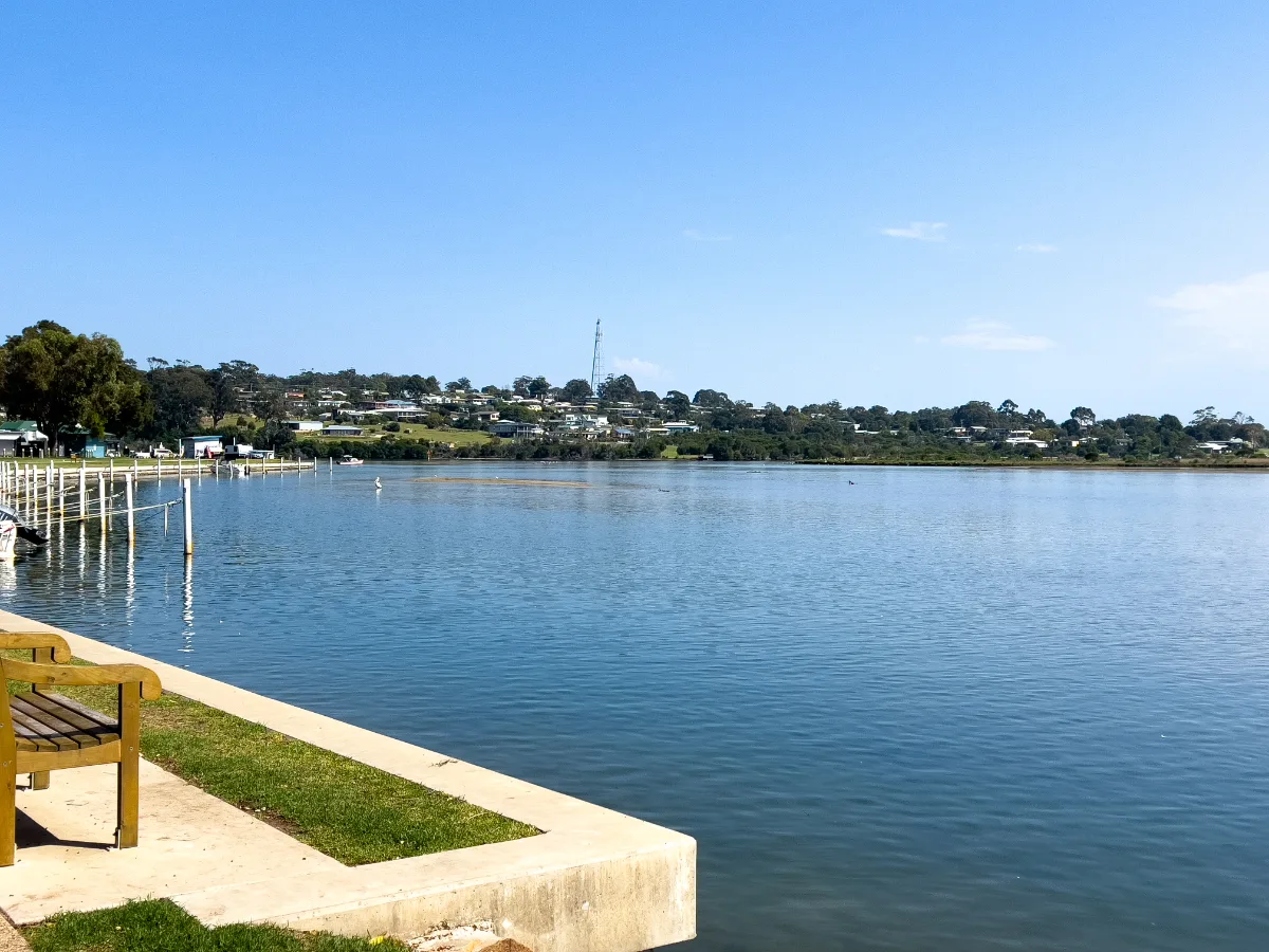 A panoramic view of the Mallacoota inlet.
