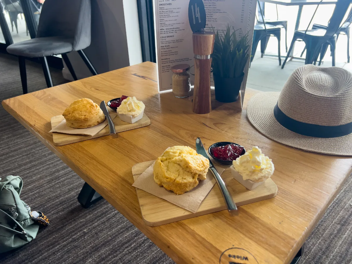 Scones piled high with jam and cream – a welcome treat.