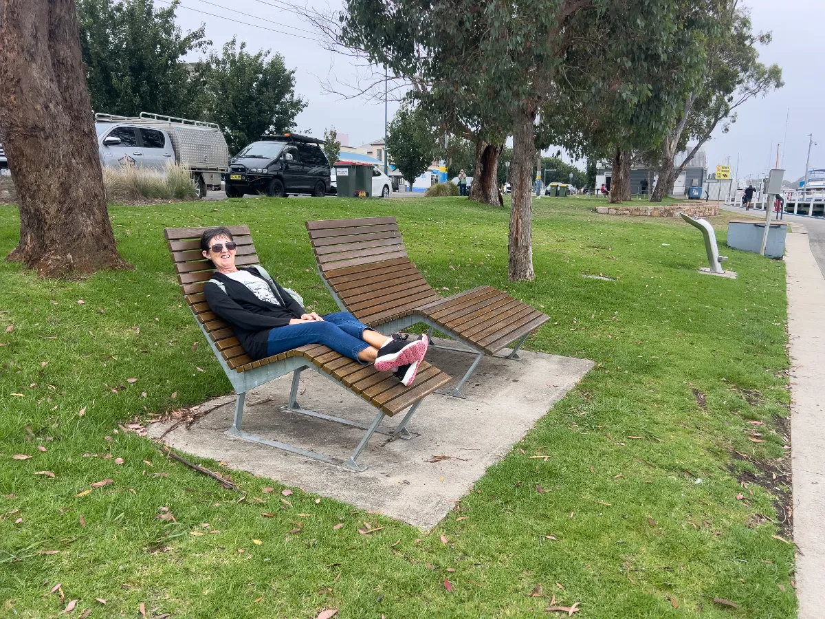 These public lounge chairs overlooking the water are certainly something!