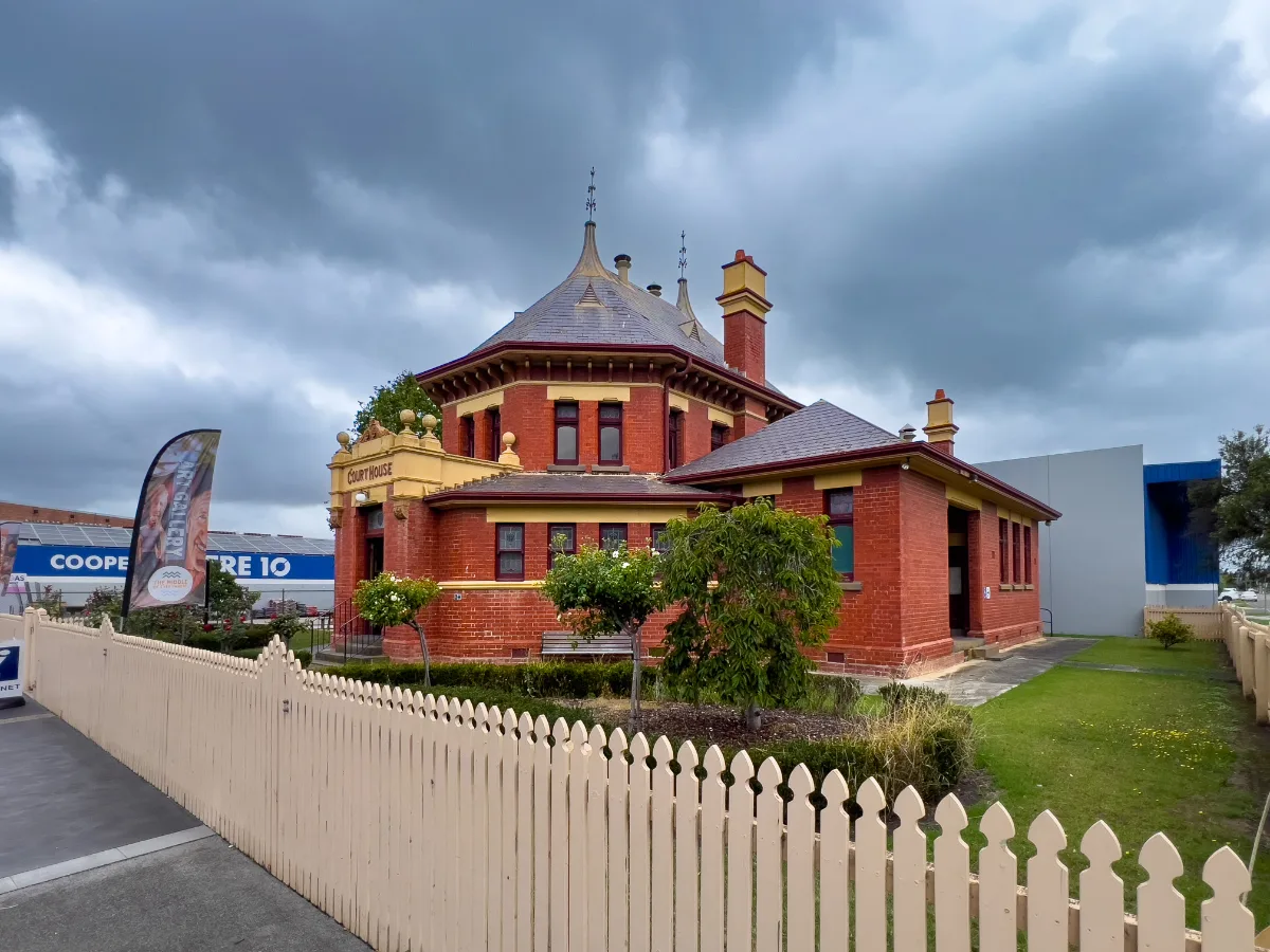 Yarram's former Shire Hall is a spectacular red-brick building.