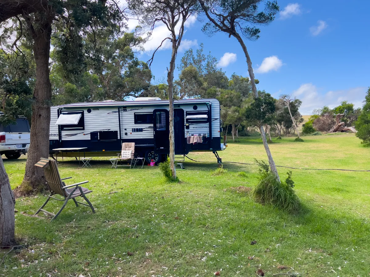 Our home away from home, nestled amongst the trees in Yanakie.