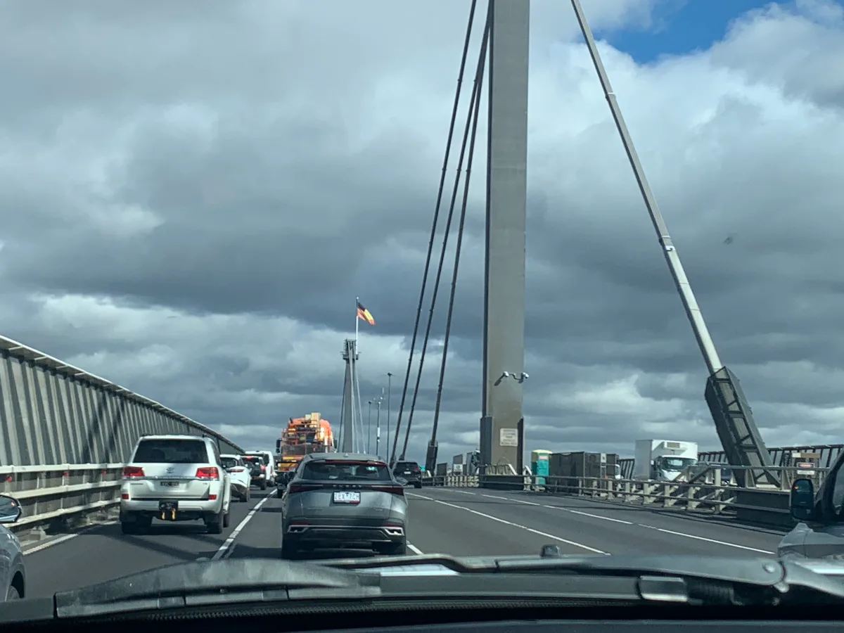 Crossing one of Melbourne's iconic bridges. Quite the feat of engineering!