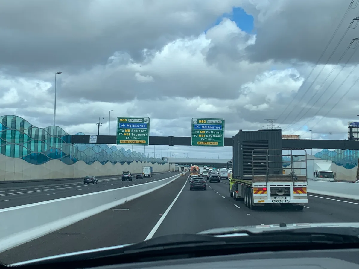 Signage pointing the way to Geelong and our ultimate destination: Home.