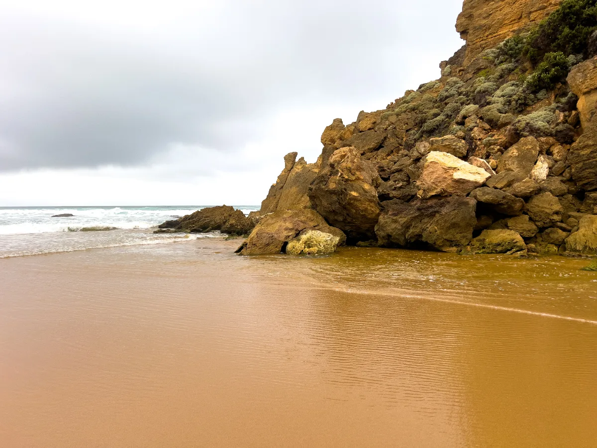 The rugged, rocky coastline near Princetown, where the Southern Ocean crashes ashore.