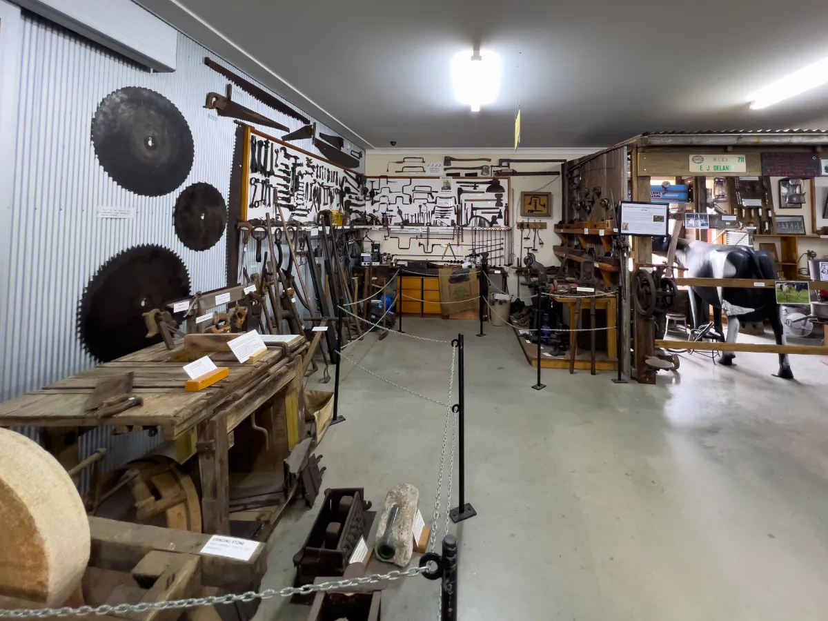 A fascinating display of cheese-making tools at Cheese World's museum.