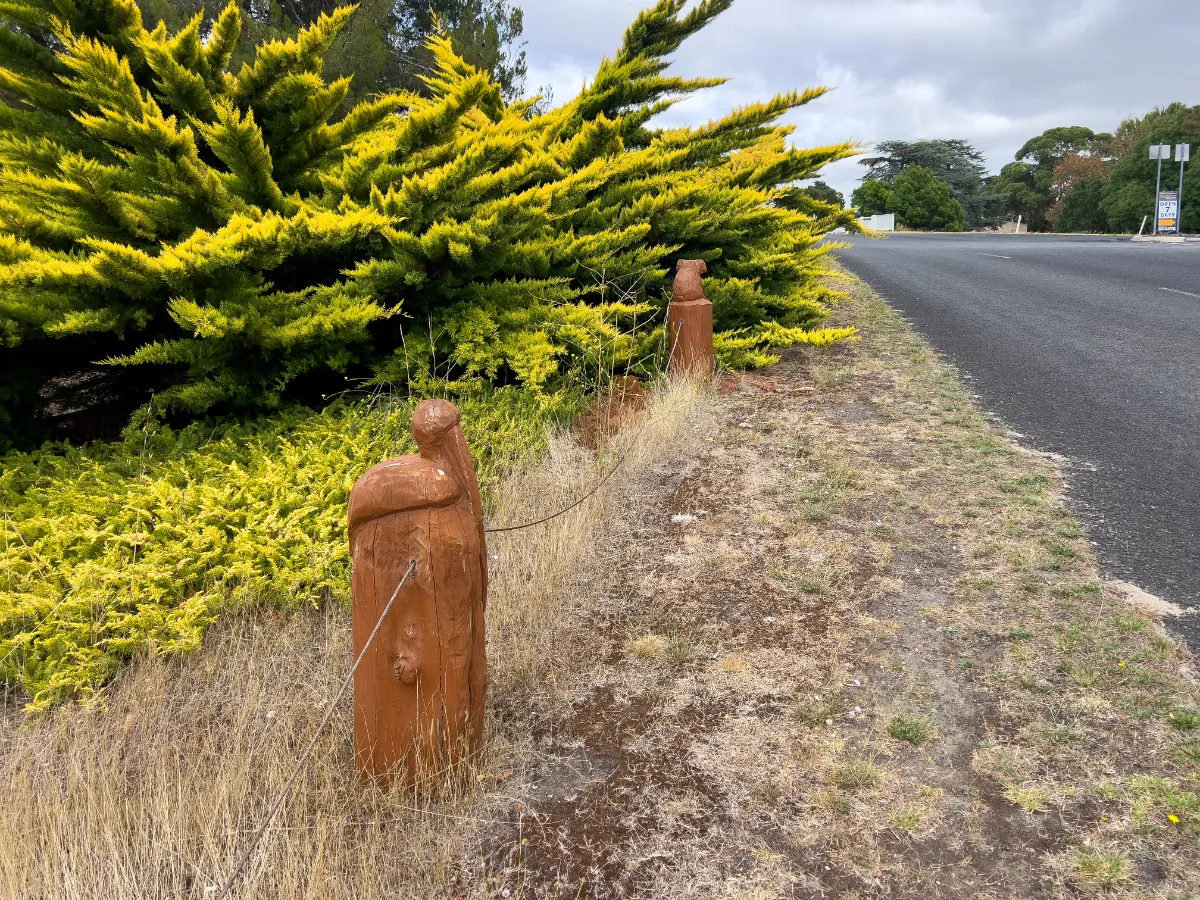 These sculpted bollards line the main street, a quirky touch that we noticed immediately.