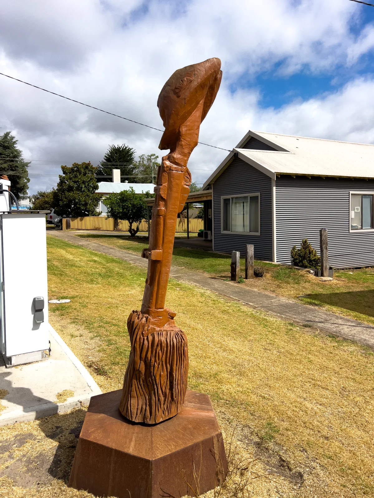 A tall, impressive sculpture dominating the landscape.