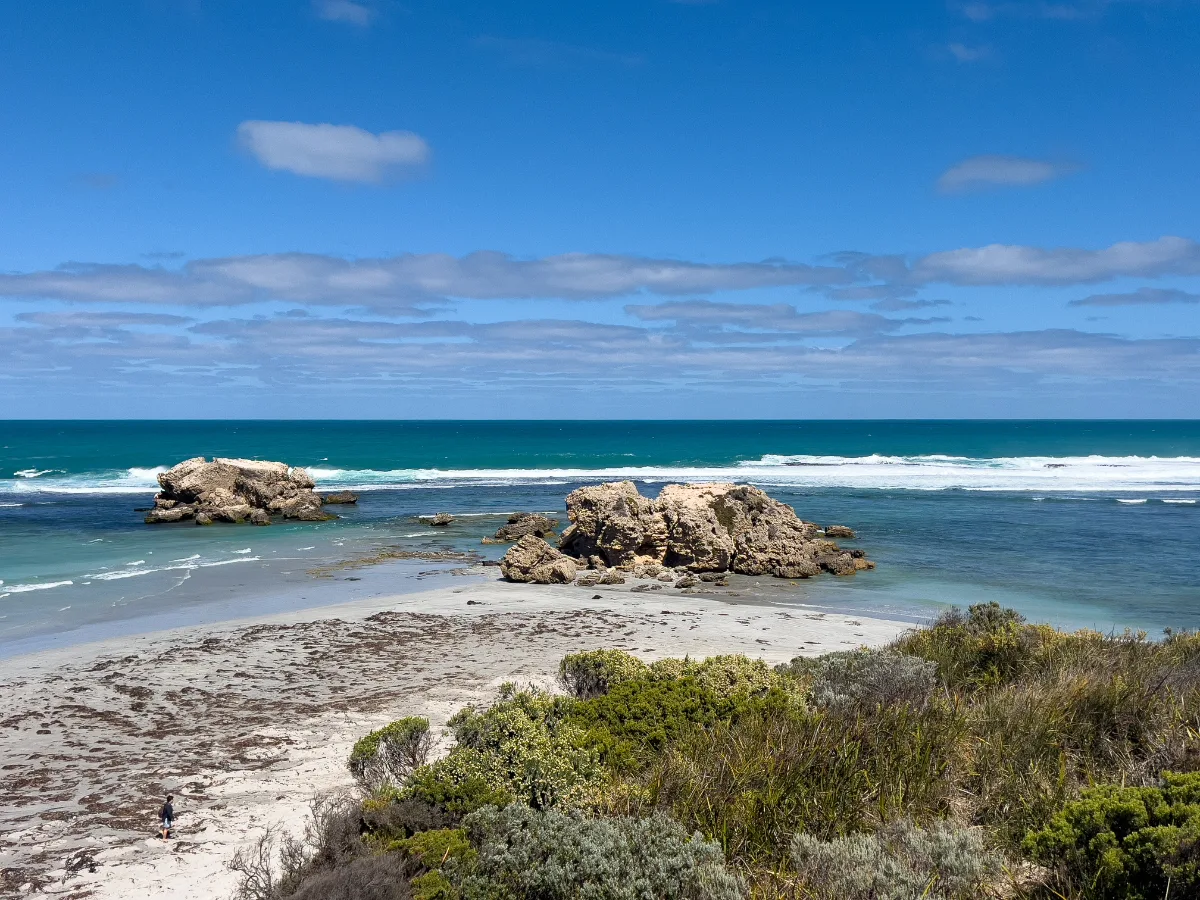 Rugged rock formations sculptured by wind and wave, a testament to the power of nature.