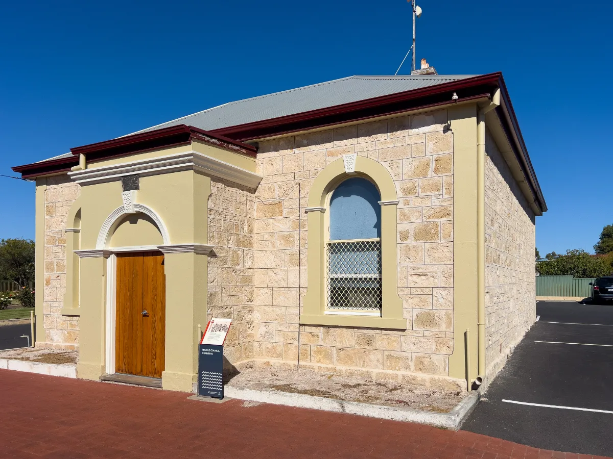 Another historic building in Kingston SE, constructed of warm yellow stone.