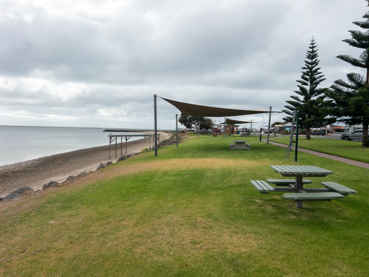 A peaceful afternoon on the Stansbury foreshore, perfect for a picnic or a quiet moment by the sea.