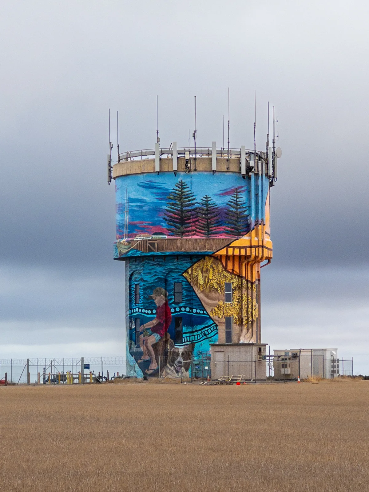 Port Vincent's creatively repurposed water tower. A splash of colour in an otherwise neutral landscape.