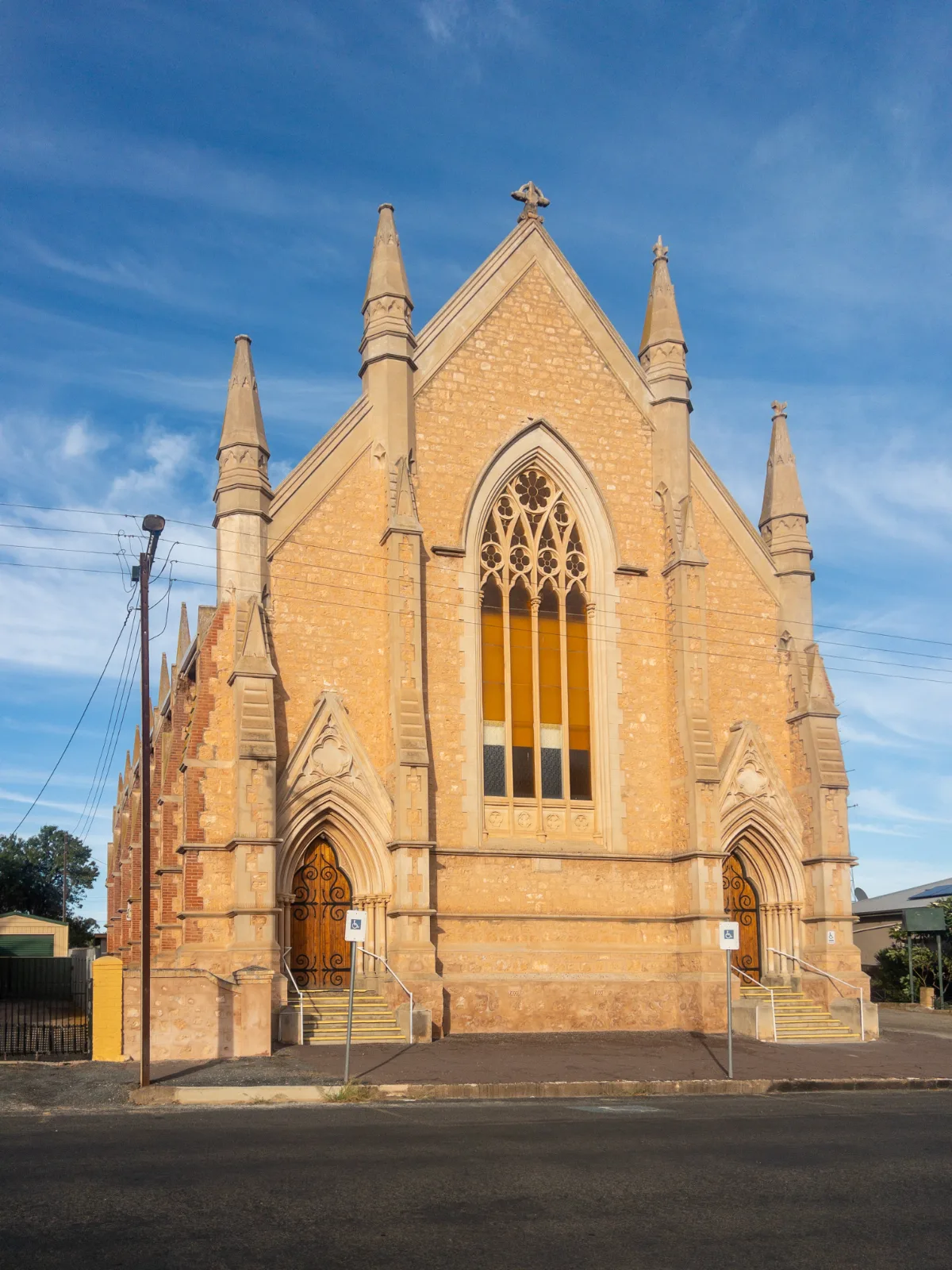 The imposing architecture of one of Moonta's historic churches.