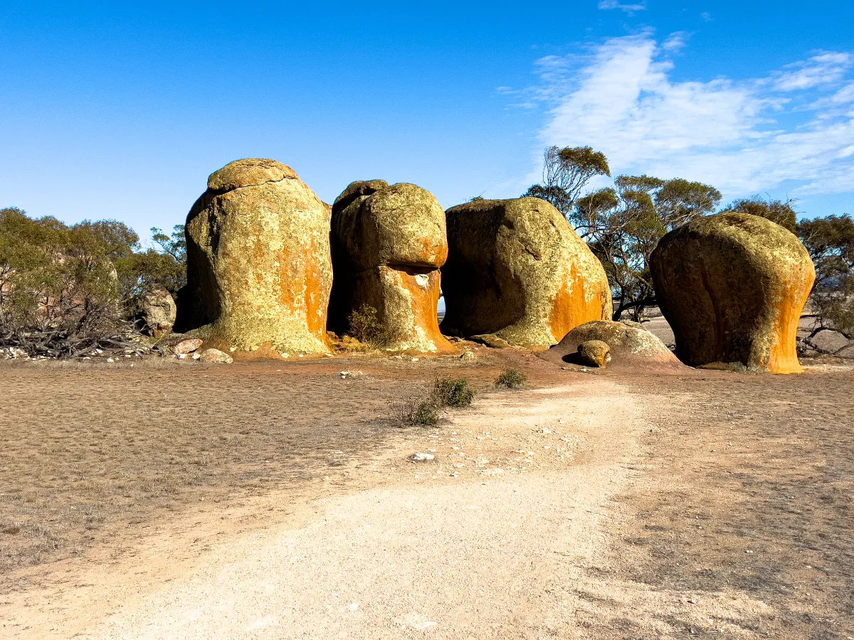 A procession of stone formations stands guard against the South Australian sky.