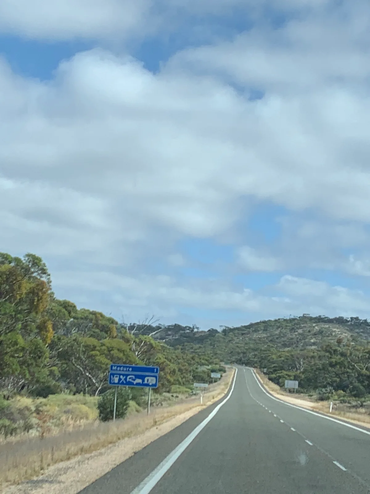 Approaching Madura, the gateway to a slightly less flat Western Australia.