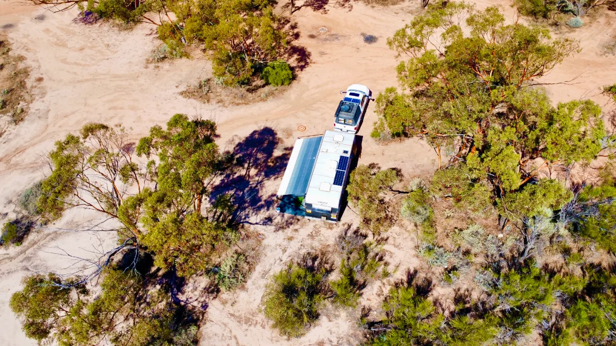 Our rig nestled in the bush at our Baladjie Nature Reserve campsite.