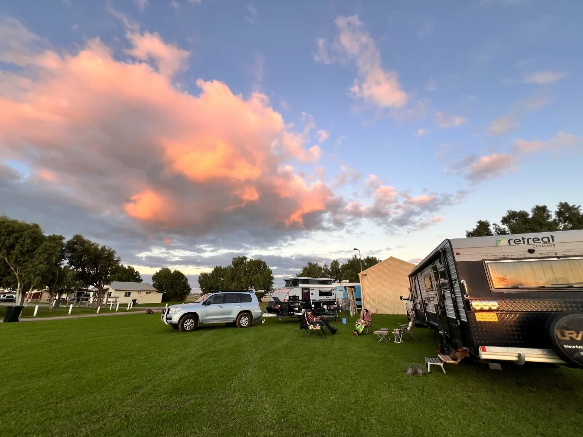 Sunset magic at our coastal caravan park campsite