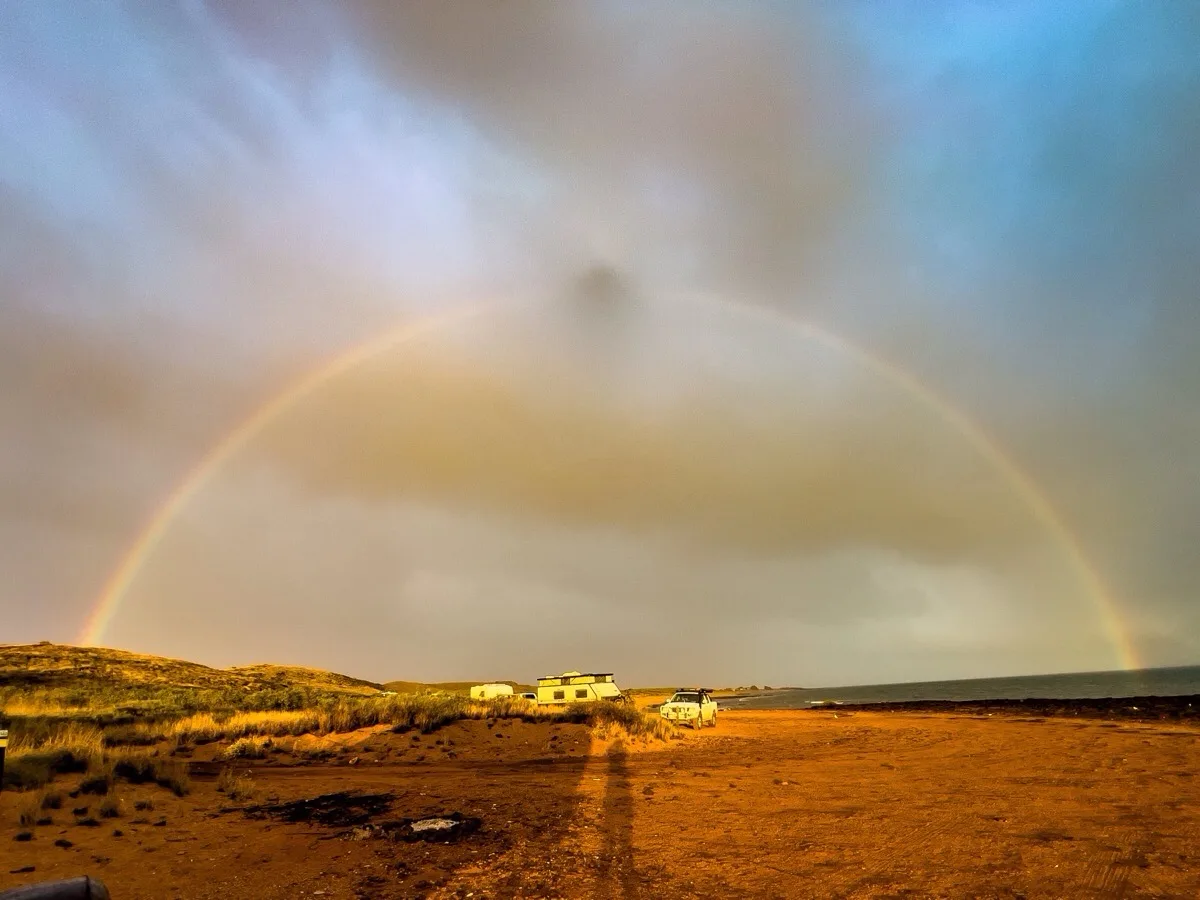 Double rainbow magic at our beachside bush camp