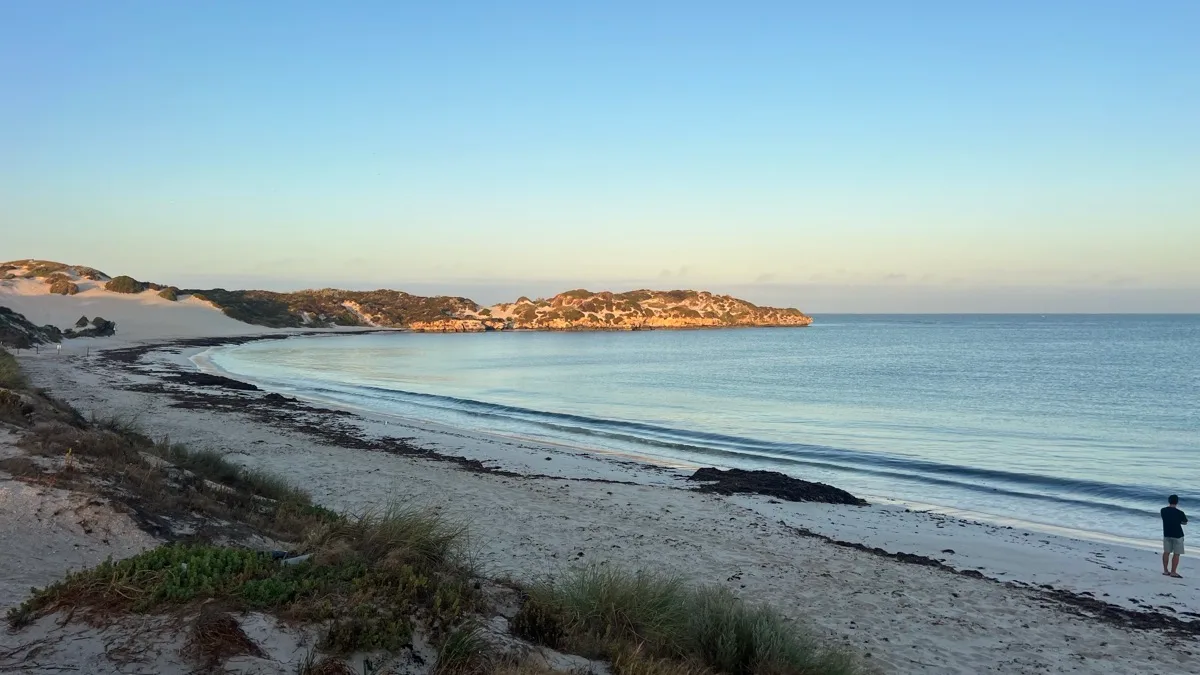 Peaceful morning stroll along Jurien Bay's stunning white sand beach