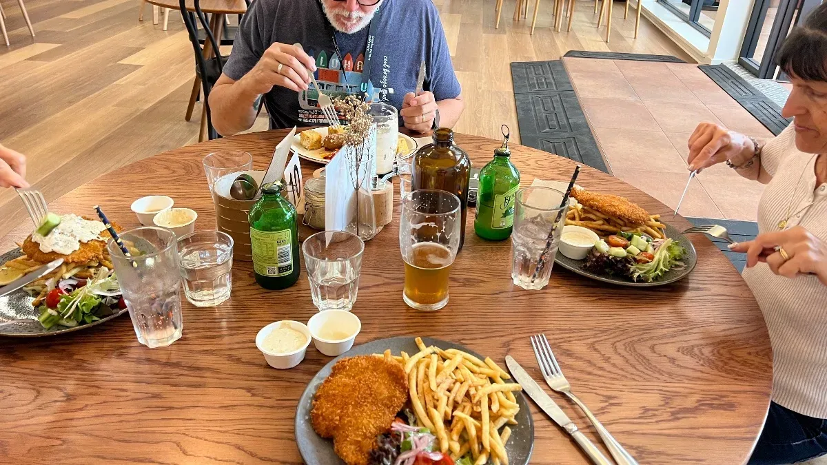 Our delicious fish and chips lunch, a hearty and satisfying meal after a day of exploring.