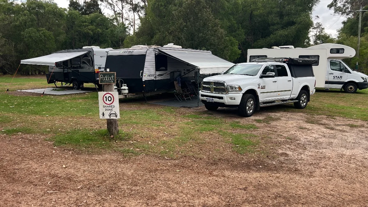 Our setup at Riverbend - plenty of space to spread out.